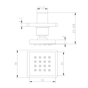 Soffione a bocchetta idro a parete ottone cromato forma quadrata doccia bagno relax massaggi *** confezione 1