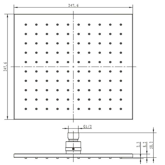 Soffione doccia quadrato ottone cromato 8 mm spessore effetto pioggia varie misure bagno *** misure 250x250x8 mm 100 ...