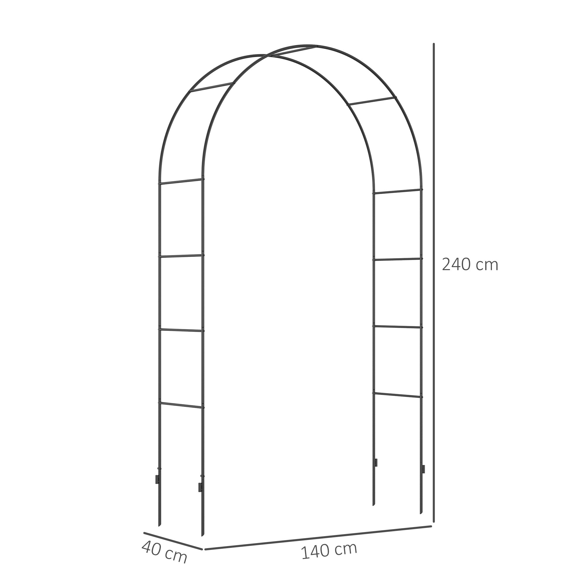 Arco per Rampicanti per Giardino ed Esterni 140x40x240 cm in Metallo Nero