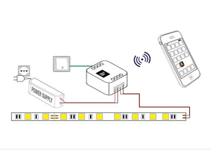 Dalcnet DLC1224-1CV-CASAMBI Led Dimmer Bluetooth APP Casambi e Pulsante N.O. Per Striscia Led Mono Colore 12V 24V 10A