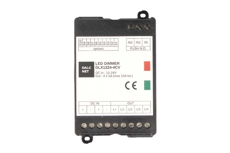 Dalcnet DLX1224-4CV Led Dimmer 4 canali CCT RGB RGBW 2 Pulsanti NO