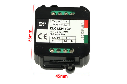 Dalcnet Easy Led Fader Dimmer Driver 12V 24V 10A Con Pulsante N.O. Push DLC1224-1CV