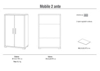 Armadietto Multiuso 2 Ante 71x110x41 cm Noce Stelvio/Ossido Bianco