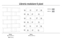 Libreria Modulare 6 Ripiani 150x215x38 cm Cemento