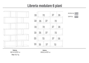 Libreria Modulare 6 Ripiani 150x215x38 cm Cemento