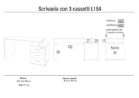 Scrivania da Ufficio 3 Cassetti 154x76x55 cm Ossido Bianco/Cemento