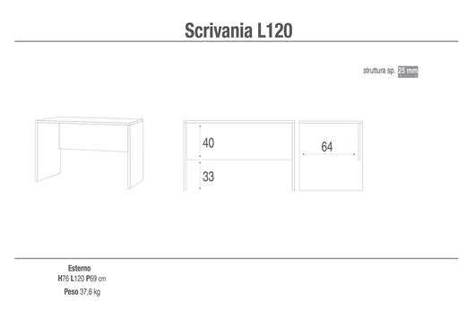 Scrivania da Ufficio Porta PC 120x76x69 cm Noce Stelvio