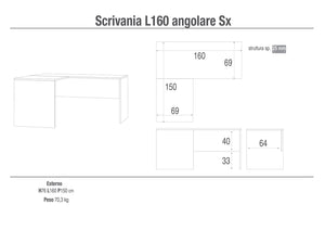 Scrivania da Ufficio Angolare Sinistra 160x76x150 cm Ossido Bianco