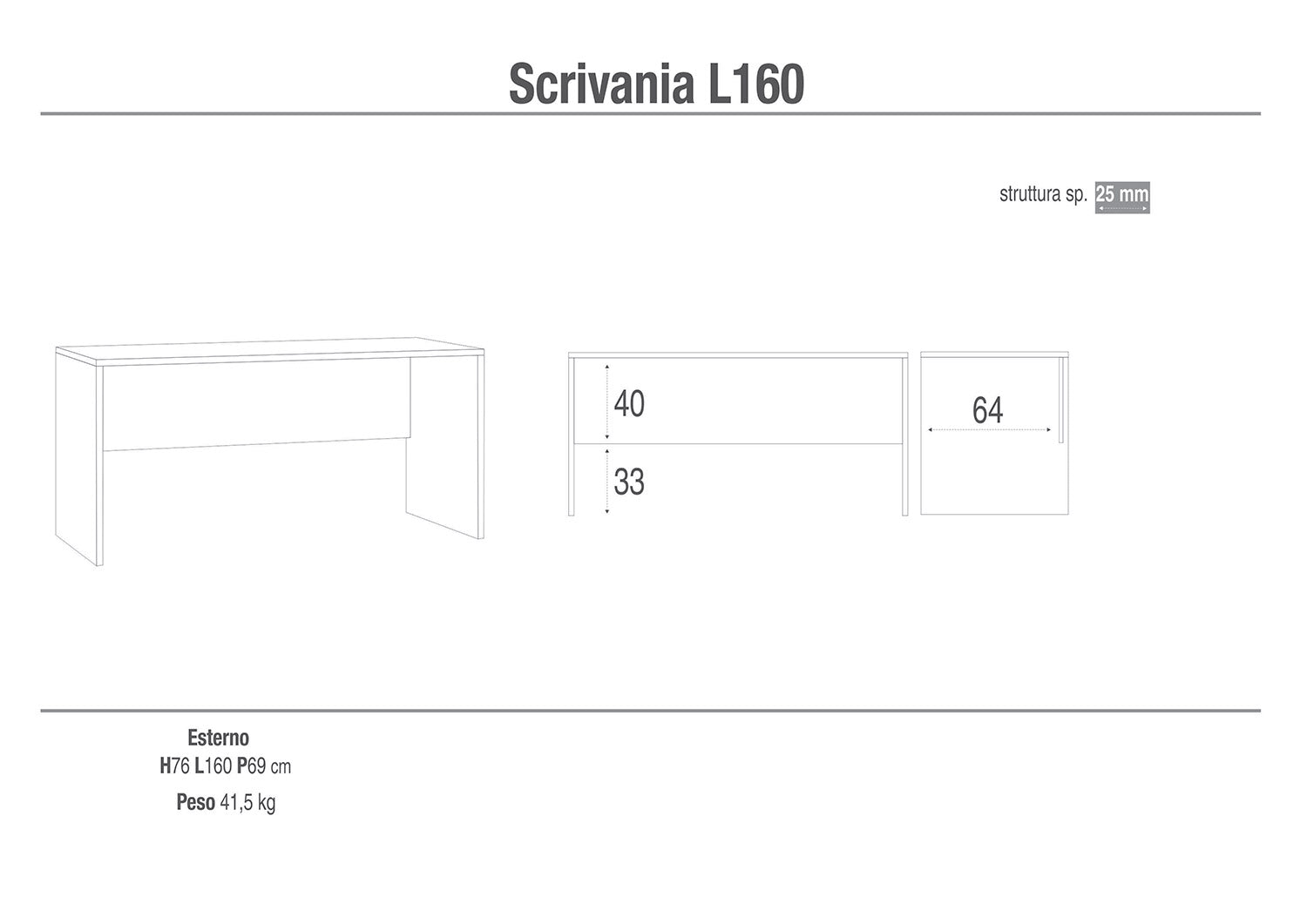 Scrivania da Ufficio Porta PC 160x76x69 cm Noce Stelvio