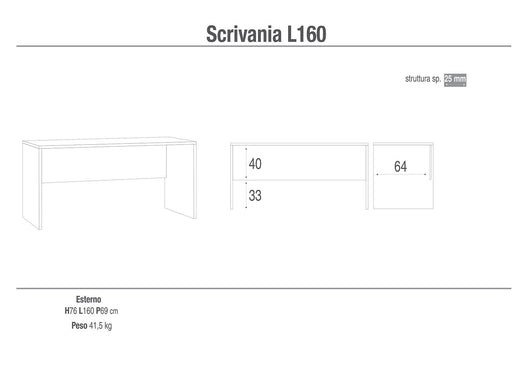 Scrivania da Ufficio Porta PC 160x76x69 cm Cemento