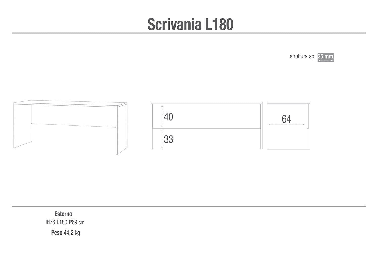 Scrivania da Ufficio Porta PC 180x76x69 cm Noce Stelvio