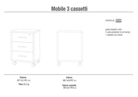 Cassettiera 3 Cassetti con Ruote 51x71x41 cm Noce Stelvio