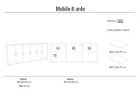 Mobile Basso 6 Ante 203x84x41 cm Ossido Bianco/Noce Stelvio