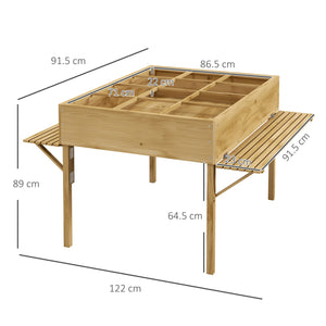 Orto Rialzato 2 Ripiani Pieghevoli e 12 Zone Separate 122x91,5x89 cm in Legno Naturale