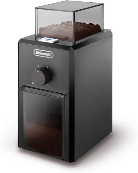 De'longhi kg79 macinacaffè elettrico, macinacaffè professionale a pressione con 16 livelli di macinatura, pulsanti soft touch, fino a 12 tazze, nero