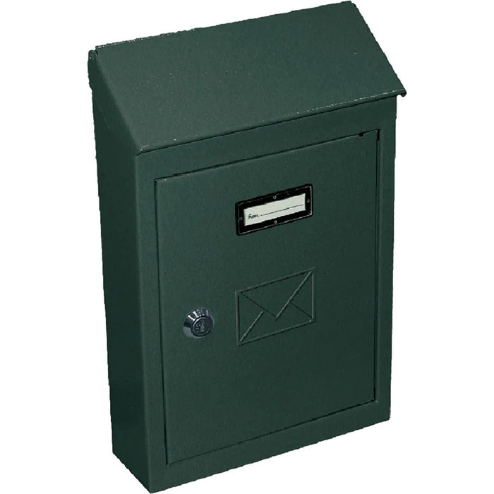 Cassetta postale esterno a parete buca lettere in acciaio tetto chiave 30x20x6cm verde