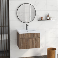 Mobile Lavabo 1 Cassetto 60x45,5x45 cm in Truciolato e Ceramica Marrone Chiaro