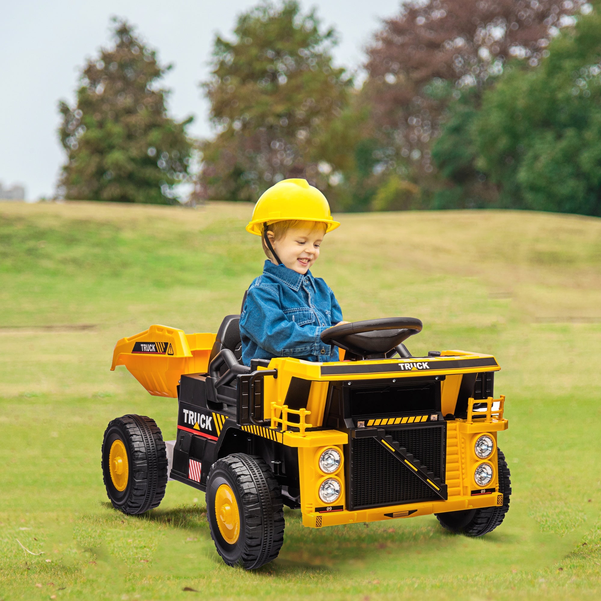 Camion Elettrico per Bambini 12V Velocità 3-6km/h Giallo