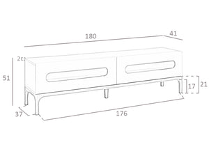 Mobile TV in legno grigio e noce con illuminazione interna