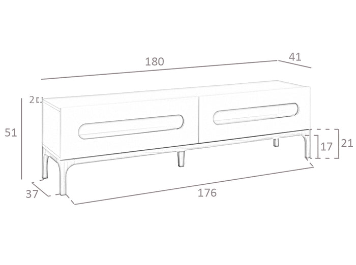 Mobile TV in legno grigio e noce con illuminazione interna