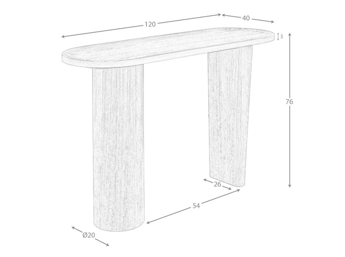 Console ovale in noce a mezza punta