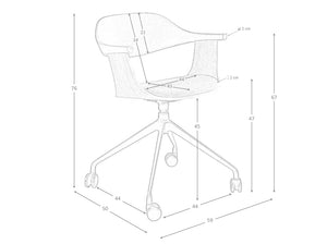 Sedia girevole da ufficio in tessuto grigio chiaro e pvc nero