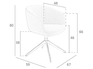 Sedia girevole in tessuto grigio chiaro