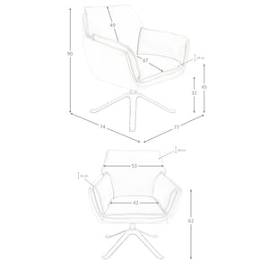 Poltrona girevole in pelle 77 x 74 x 90 cm colore grigio scuro