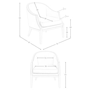 Poltrona in pelle 74 x 81 x 84 cm colore sabbia