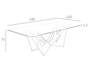 Tavolo da pranzo rettangolare 240x120x75 cm in vetro