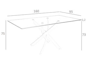 Tavolo da pranzo rettangolare 160x95x75 cm in vetro design moderno