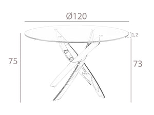 Tavolo da pranzo rotondo diametro 120x75 cm in vetro design moderno