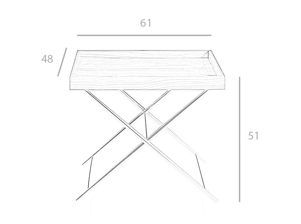 Tavolo angolare in legno Noce e acciaio cromato