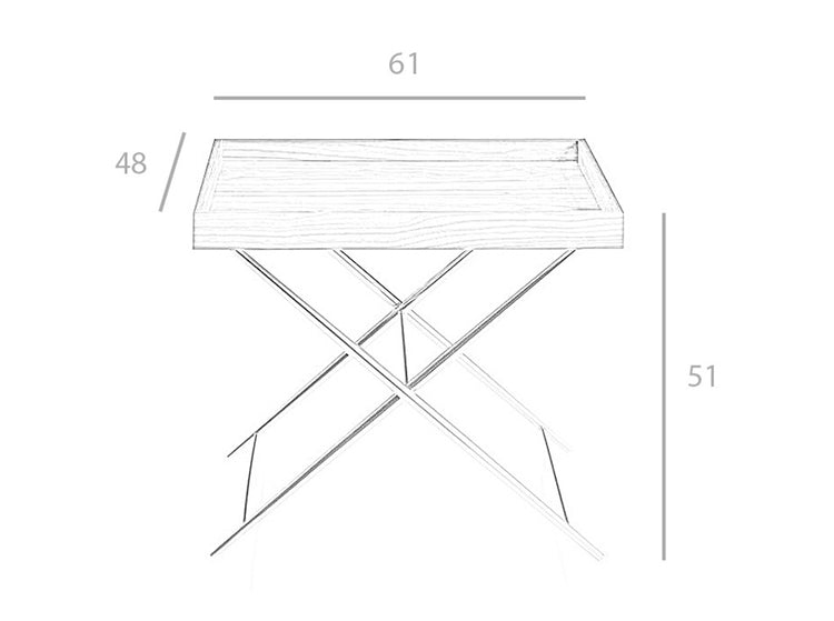 Tavolo angolare in legno Noce e acciaio cromato