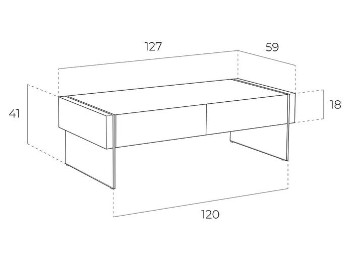 Tavolino in legno di noce e vetro