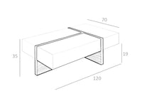 Tavolino 120x70x35 cm in legno bianco con cassetti e legno di noce