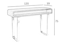 Consolle 120x39x75 cm in legno di noce e acciaio cromato