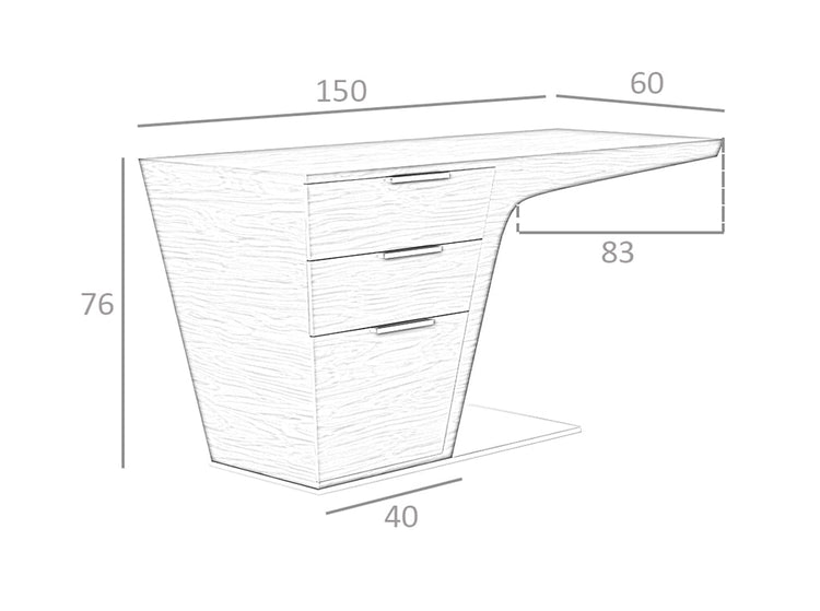 Scrivania 150x60x76 cm in legno di noce per casa e ufficio