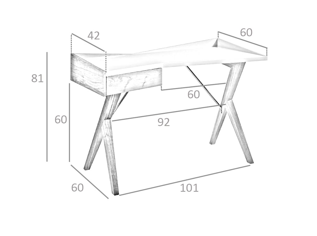 Scrivania da ufficio 120x60x81 cm in legno di noce e piano laccato grigio perla