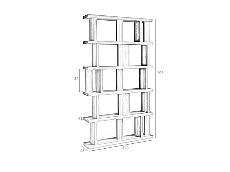 Libreria scaffale 120x23x195 cm in legno color noce