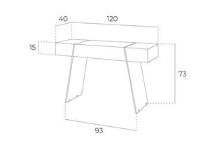 Consolle da soggiorno 120x40x73 cm in legno di noce e vetro temperato