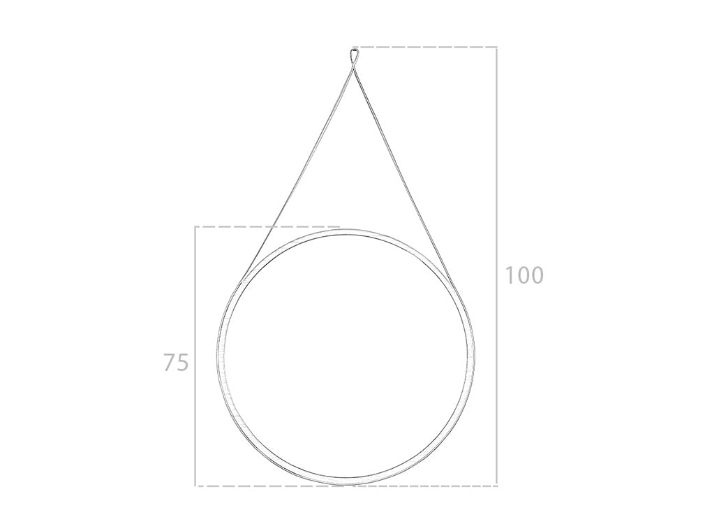 Specchio circolare da appendere in legno di noce