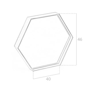 Specchiera esagonale 46x40x6 cm con cornice in legno di noce