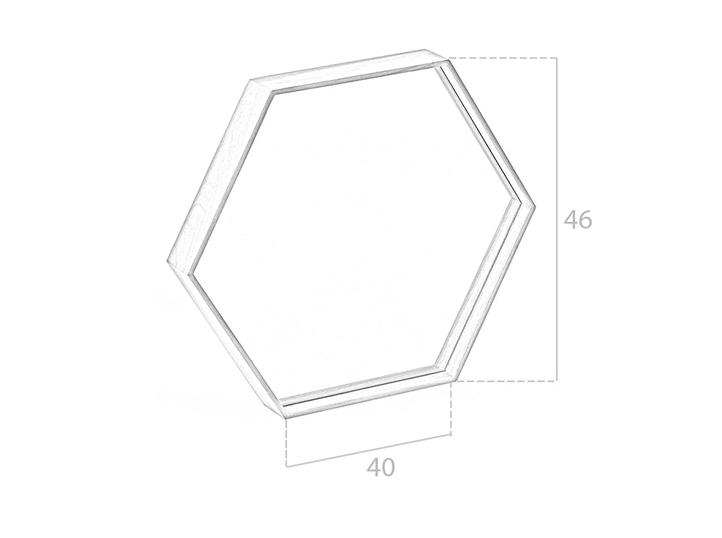 Specchiera esagonale 46x40x6 cm con cornice in legno di noce