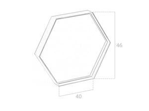 Specchiera esagonale 46x40x6 cm con cornice in legno di noce