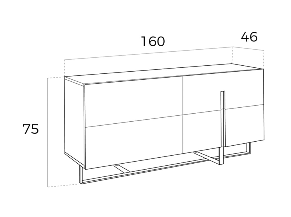 Credenza 160x46x75 cm in legno bianco e acciaio cromato