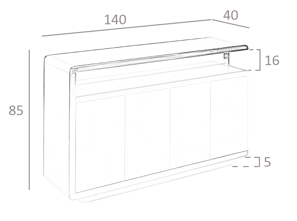 Credenza in legno bianco e acciaio inox