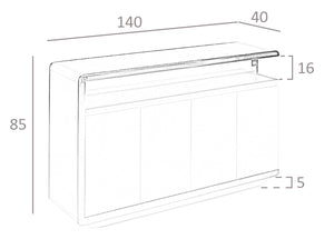 Credenza in legno bianco e acciaio inox