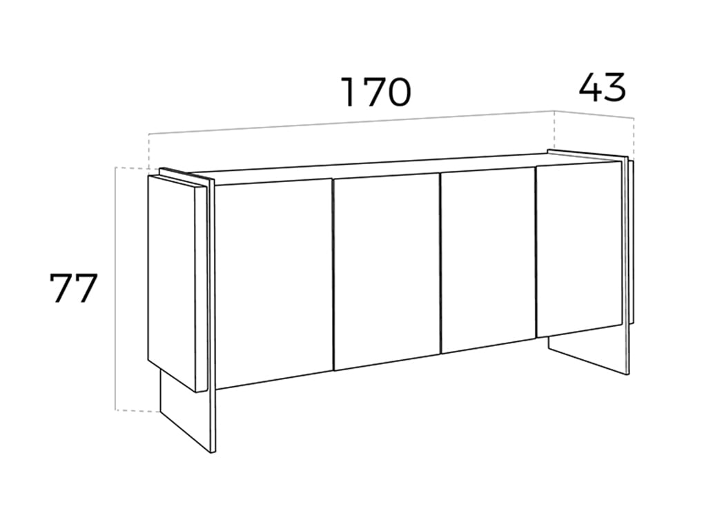 Credenza in noce e vetro temperato