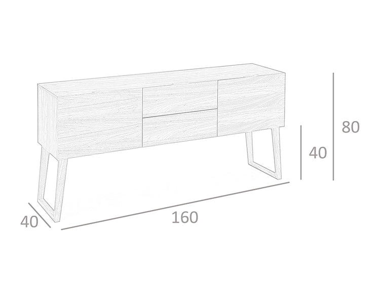 Credenza 160x40x80 cm in legno di noce